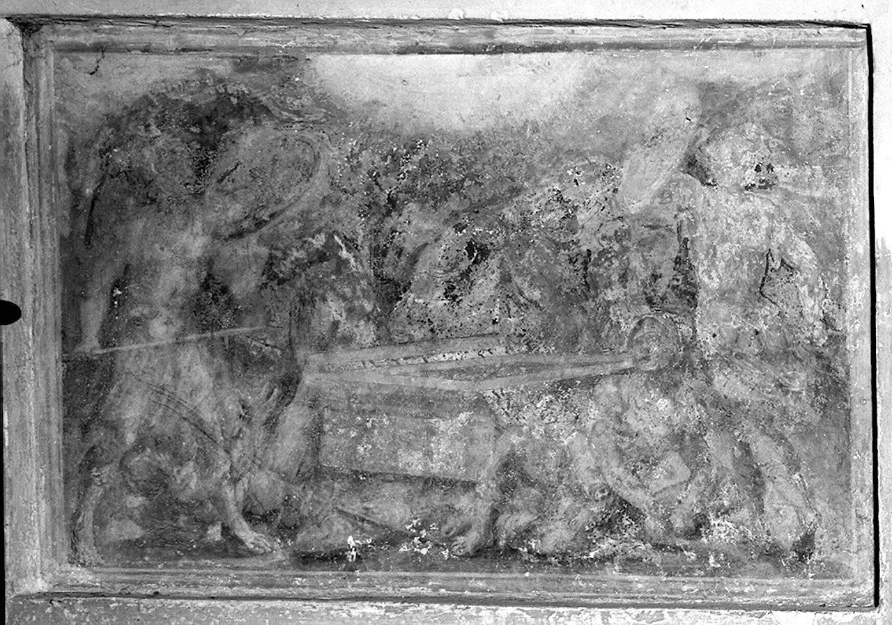 Oratorio della Santissima Trinità, Siena - soldati atterriti di fronte al sepolcro vuoto di Cristo